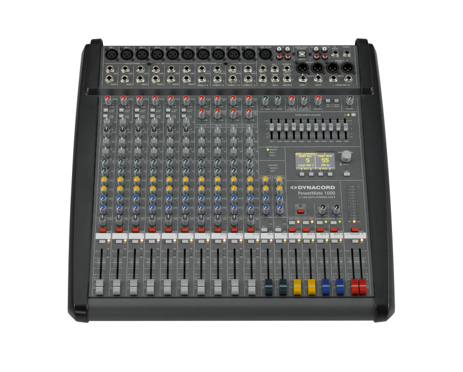 >Dynacord Powermate 1000-3 10 Kanal 2 x 1000 Watt 6 Aux Ekolayzerli Efektli Power Mikser